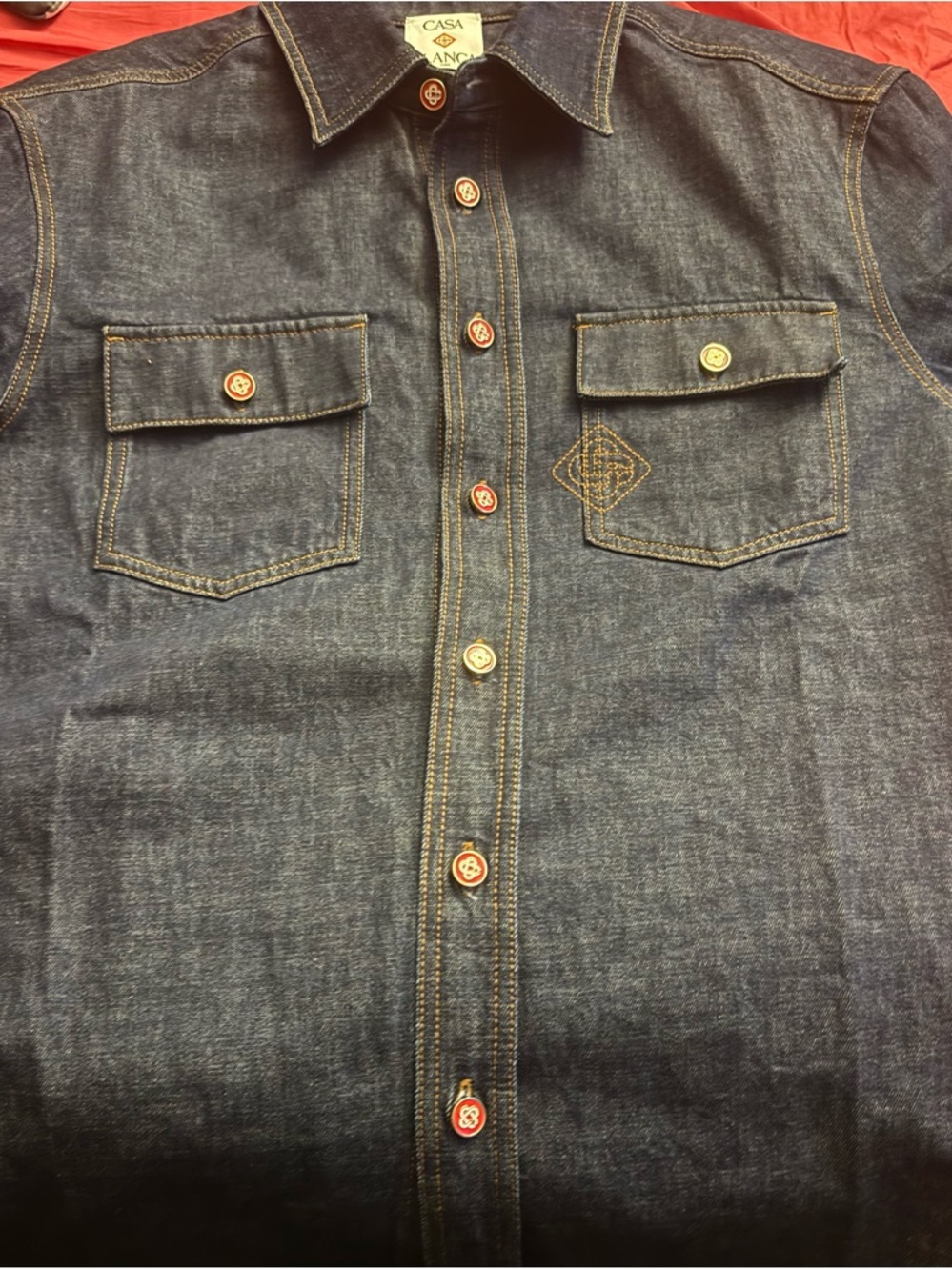 CASA BLANCA Men's Dark Denim Button-Down Shirt